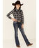 Image #2 - Roper Girls' Plaid Print Fancy Applique Yoke Long Sleeve Snap Western Shirt , Black, hi-res