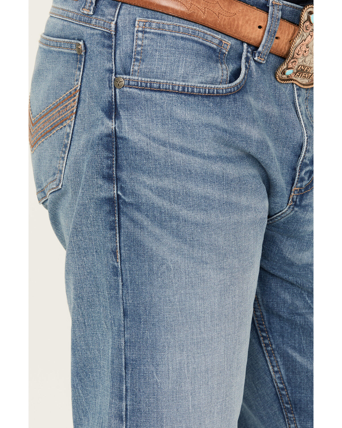 Image #2 - Wrangler 20X Men's Monarch Light Wash Slim Straight Stretch Denim Jeans - Tall, Light Wash, hi-res