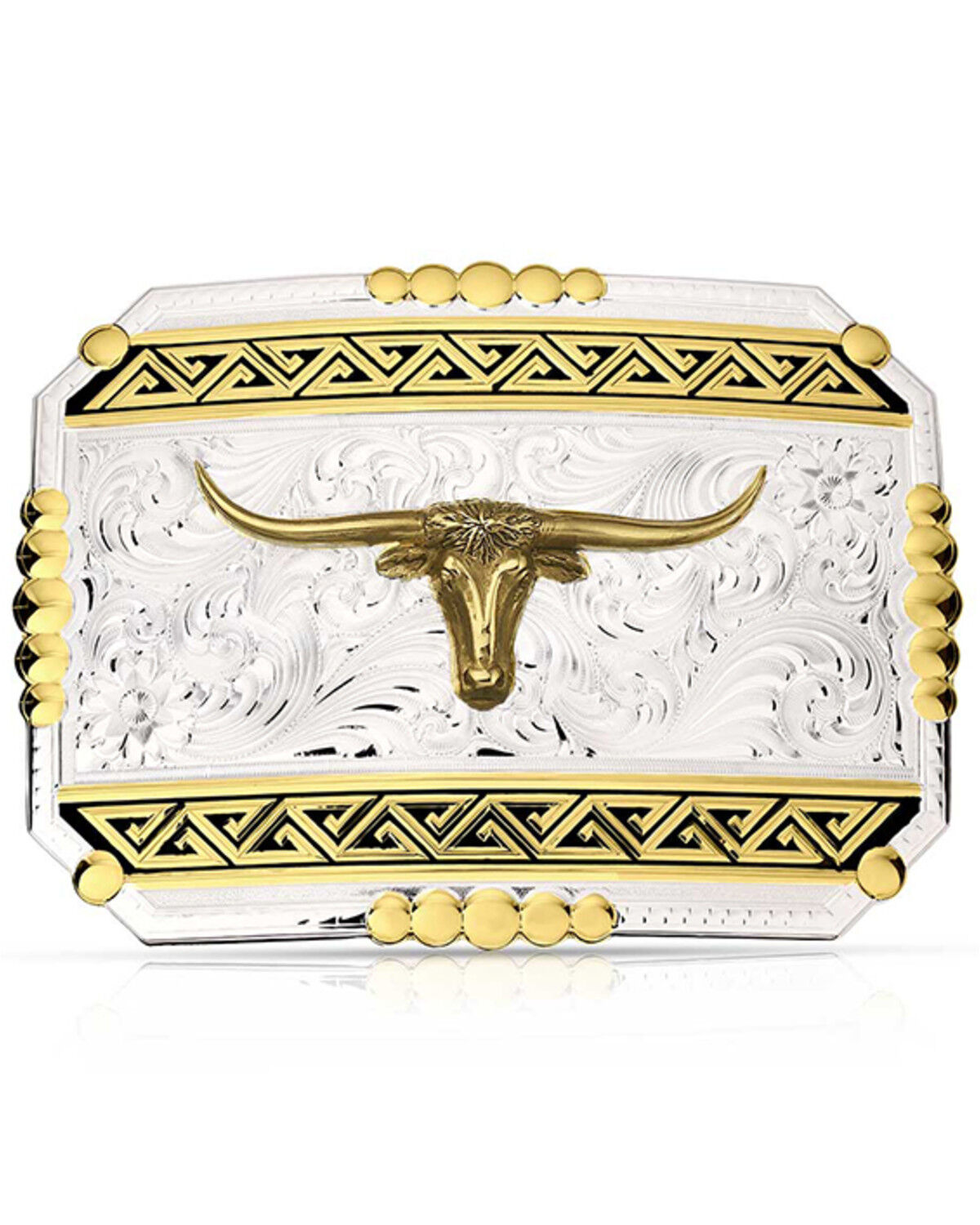 Image #1 - Montana Silversmiths Men's Southwest Origins Longhorn Belt Buckle, Silver, hi-res
