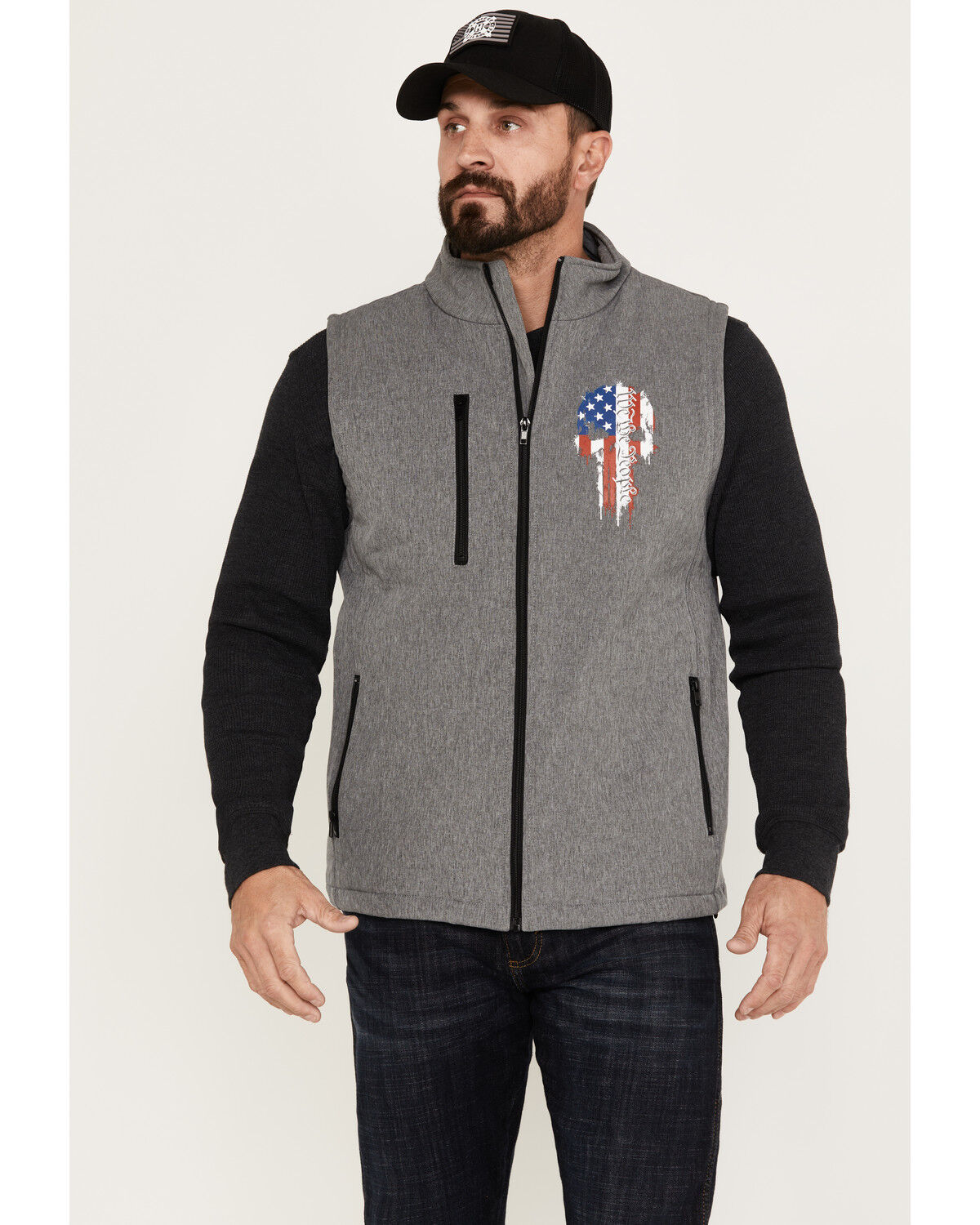 Image #1 - Howitzer Men's Skull Bonded Vest, Charcoal, hi-res