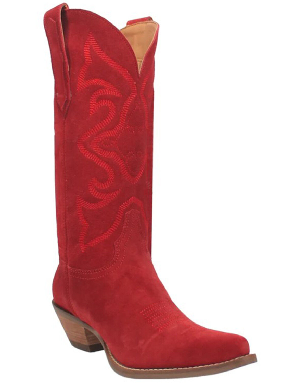 Image #1 - Dingo Women's Out West Suede Western Boots - Snip Toe, Red, hi-res