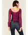 Image #3 - En Creme Women's Long Sleeve Foil Ruffle Blouse, Purple, hi-res