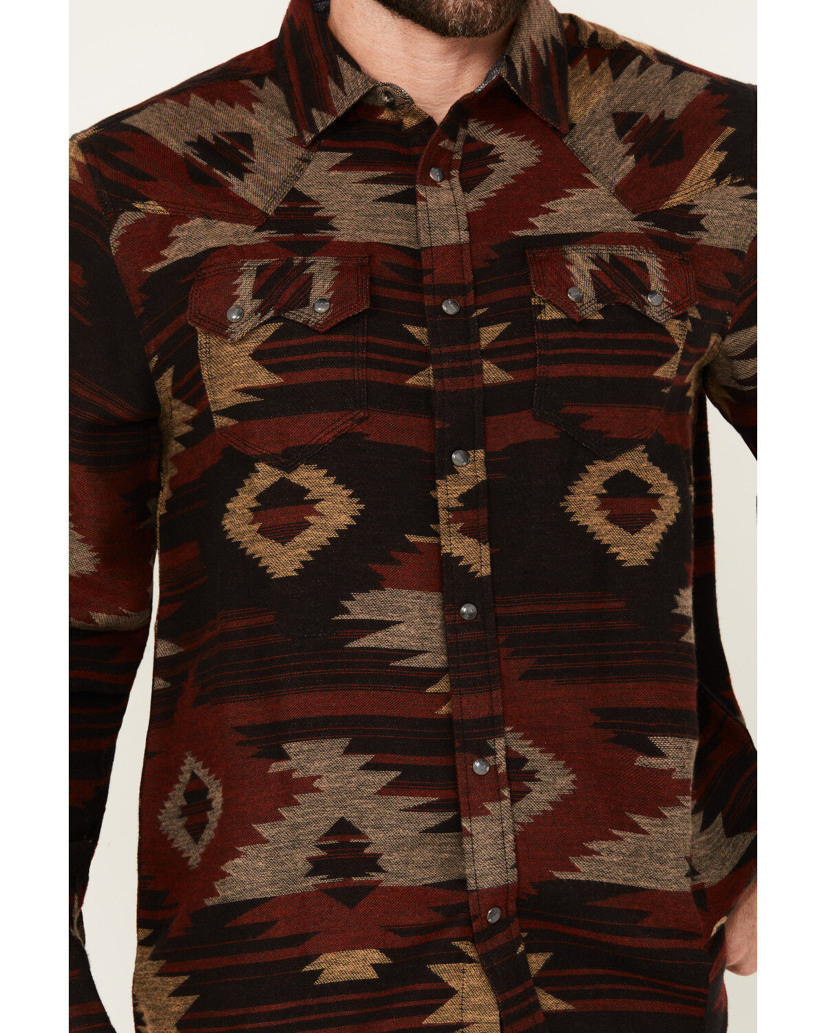 Image #3 - Moonshine Spirit Men's Spot Light Southwestern Print Long Sleeve Snap Western Shirt, Black, hi-res