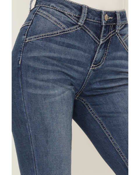 Image #2 - Shyanne Women's Medium Dark Wash High Rise Seam Detail Flare Jeans, Medium Wash, hi-res