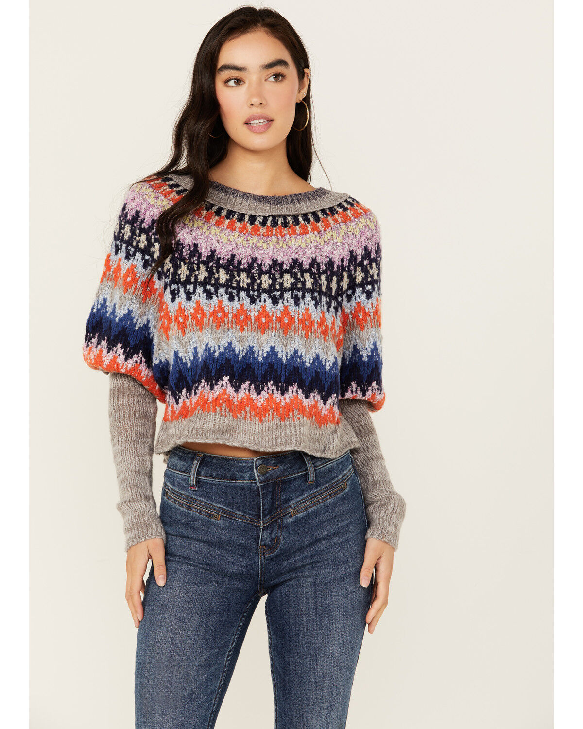 Image #1 - Free People Women's Home For The Holidays Sweater, Grey, hi-res