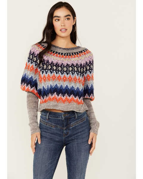 Free People Women's Home For The Holidays Sweater , Grey, hi-res