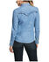 Ariat Women's Pale Indigo Ruffle Denim Long Sleeve Western Shirt , Blue, hi-res