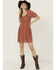 Image #1 - Shyanne Women's Eyelet Tie Front Mini Dress, Mauve, hi-res