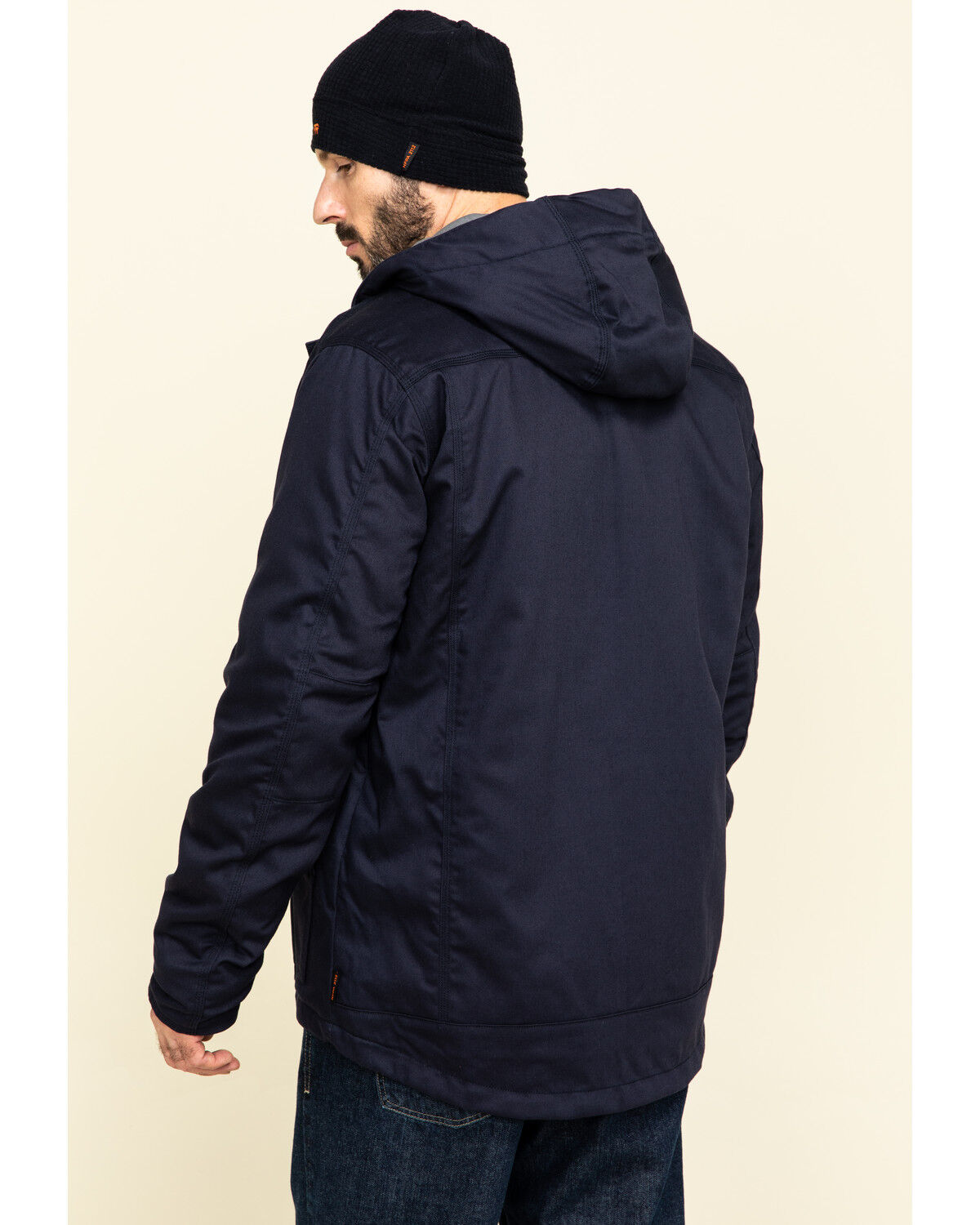 Image #2 - Hawx Men's FR Duck Hooded Work Jacket - Tall, Navy, hi-res