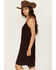 Image #2 - Shyanne Women's Embroidered Fringe Sleeveless Mini Dress, Chocolate, hi-res