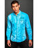 Image #2 - Austin Season Men's Embroidered Long Sleeve Western Shirt, Blue, hi-res