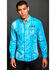 Image #2 - Austin Season Men's Embroidered Long Sleeve Western Shirt , Blue, hi-res