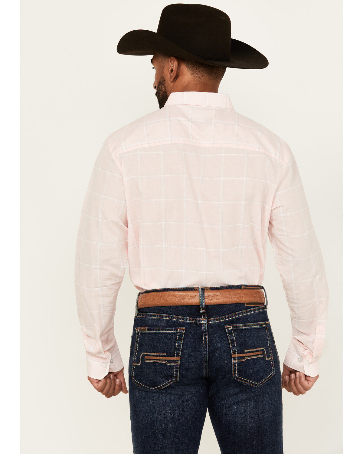 Image #4 - Wrangler X Cody Johnson Men's Checkered Print Long Sleeve Button-Down Western Shirt - Tall, Pink, hi-res