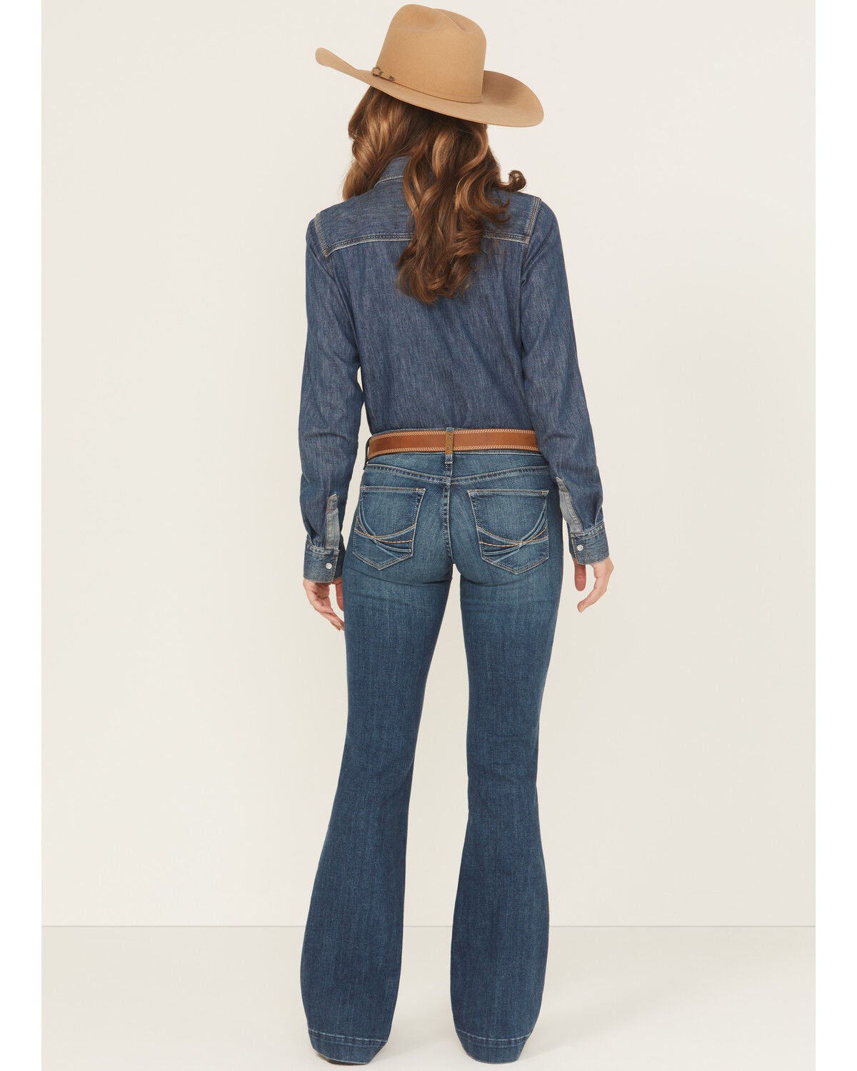 Image #3 - Ariat Women's Medium Wash Mid Rise Leslie Slim Trouser Stretch Denim Jeans, Medium Wash, hi-res