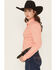 Image #2 - Cinch Women's Paisley Print Long Sleeve Button-Down Stretch Western Shirt, Coral, hi-res