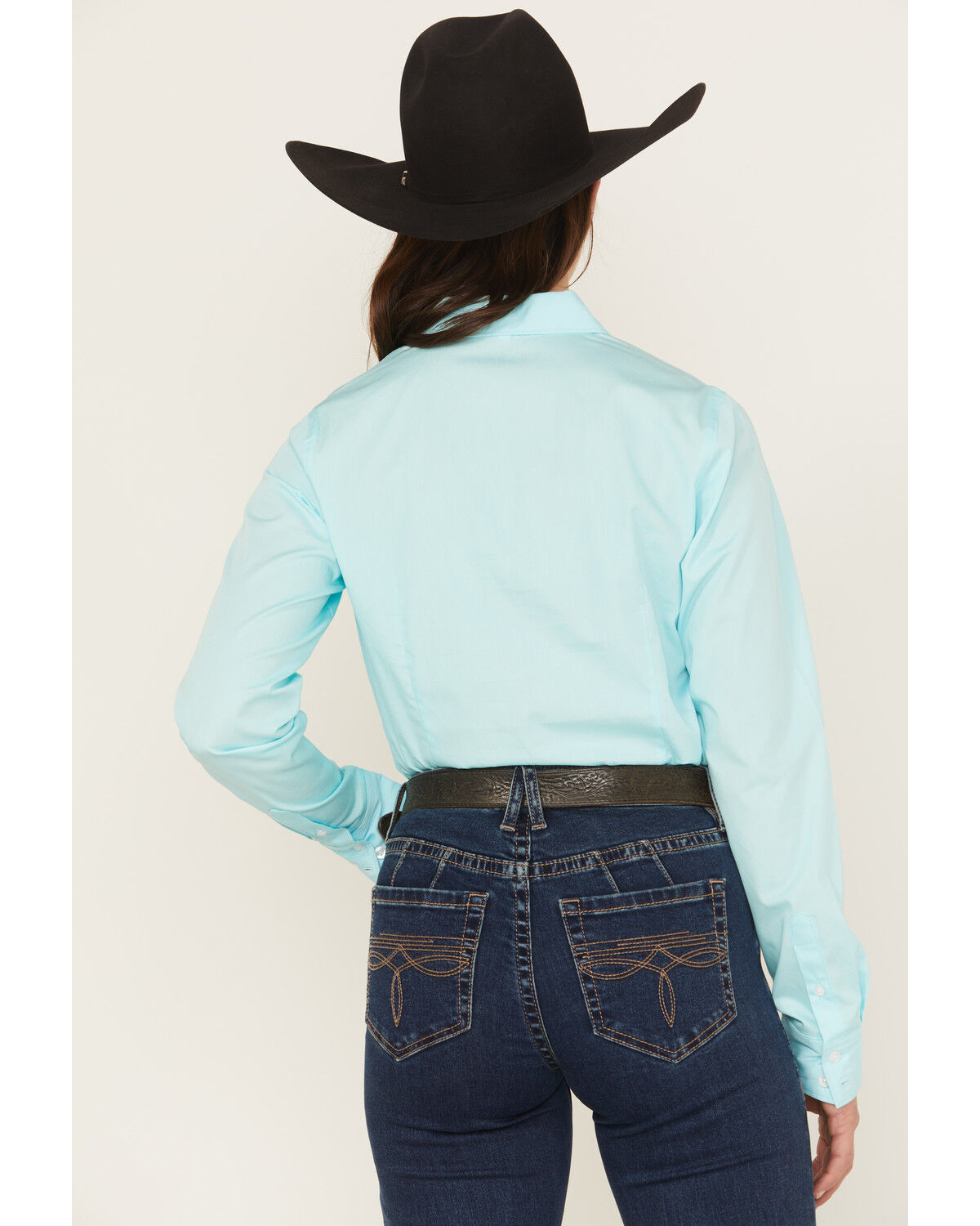 Image #4 - Cinch Women's Solid Long Sleeve Button-Down Western Shirt, Turquoise, hi-res