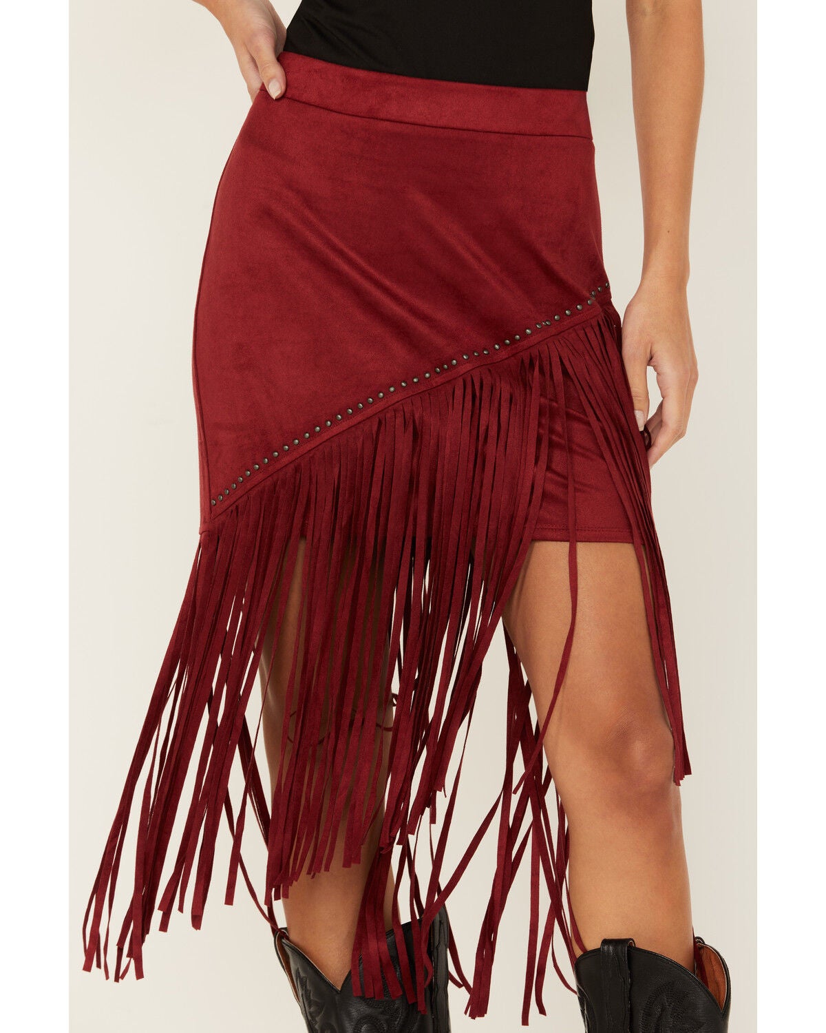 Image #2 - Idyllwind Women's Shiloh Faux Suede Asymmetrical Fringe Skirt, , hi-res