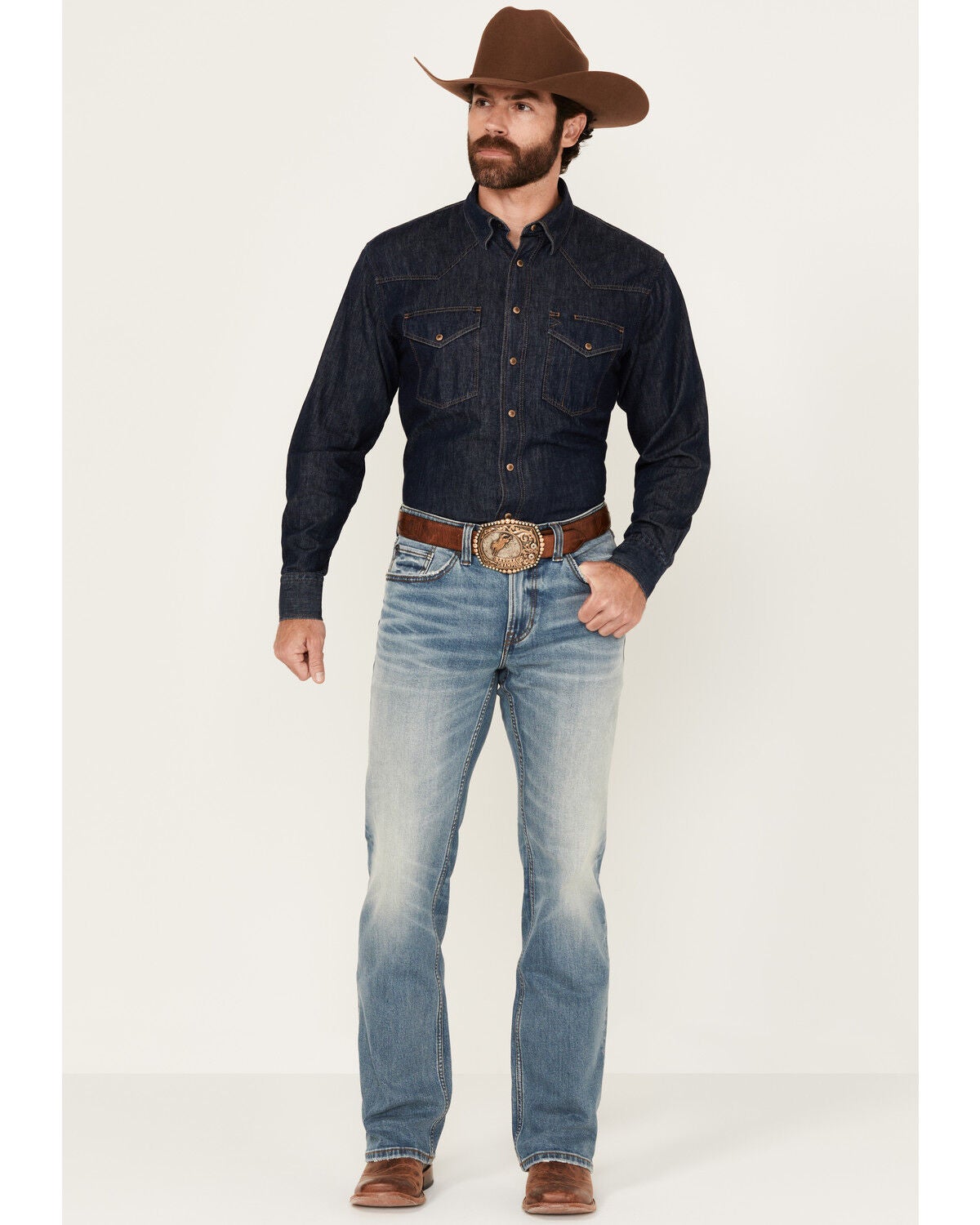 RANK 45&reg; Men's Bodie Wash Trigger Slim Bootcut Performance Stretch Denim Jeans, Light Wash, hi-res
