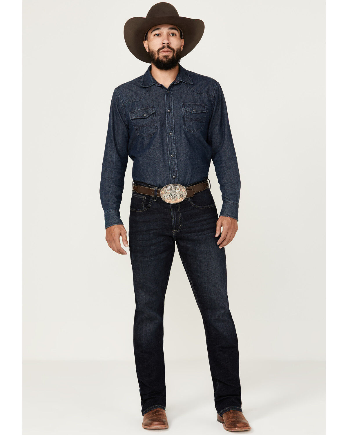 Image #1 - Wrangler 20X Men's Bowden Dark Wash Vintage Bootcut Stretch Denim Jeans - Tall, Dark Wash, hi-res