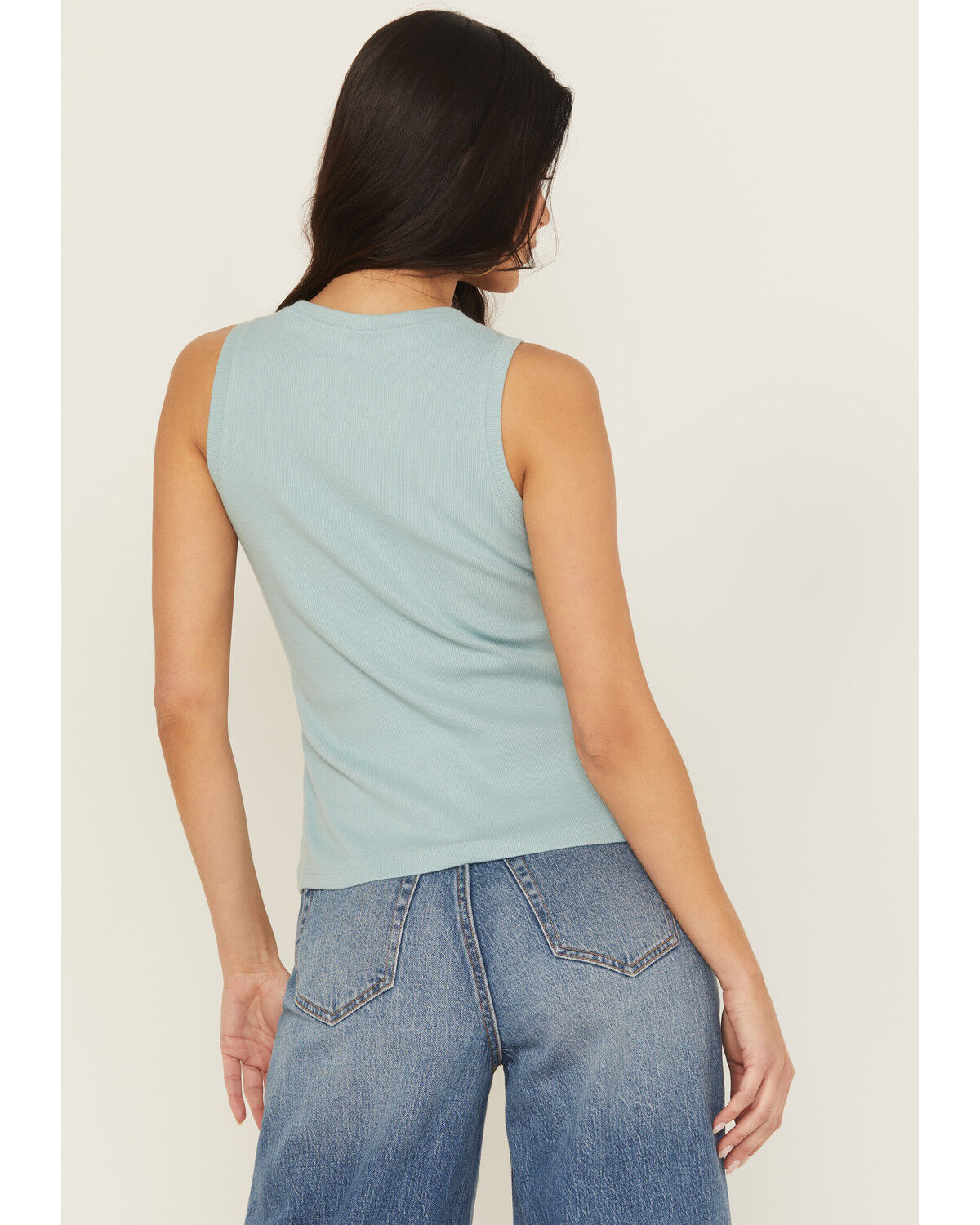 Image #4 - Shyanne Women's Rhinestone Icon Rib Knit Graphic Tank, Aqua, hi-res