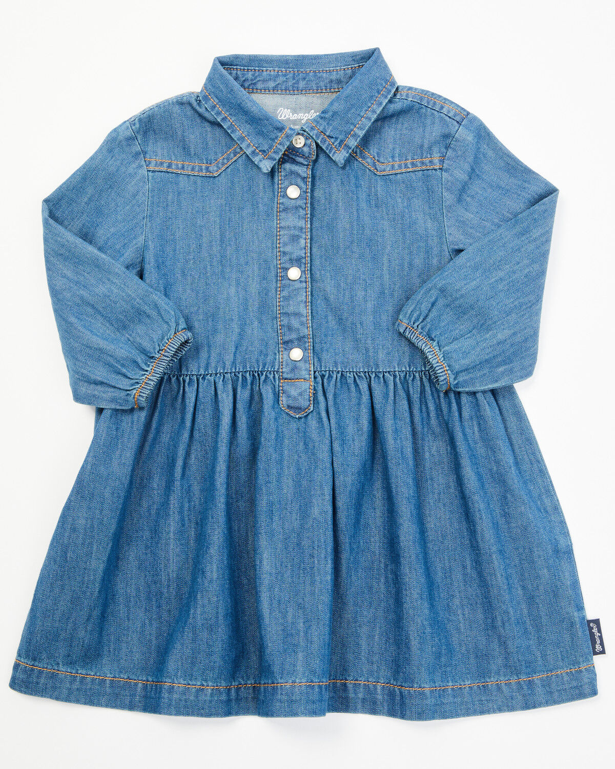 Image #1 - Wrangler Toddler Girls' Long Sleeve Denim Dress, Blue, hi-res