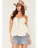 Image #1 - Angie Women's Floral Print Tank Top, Ivory, hi-res