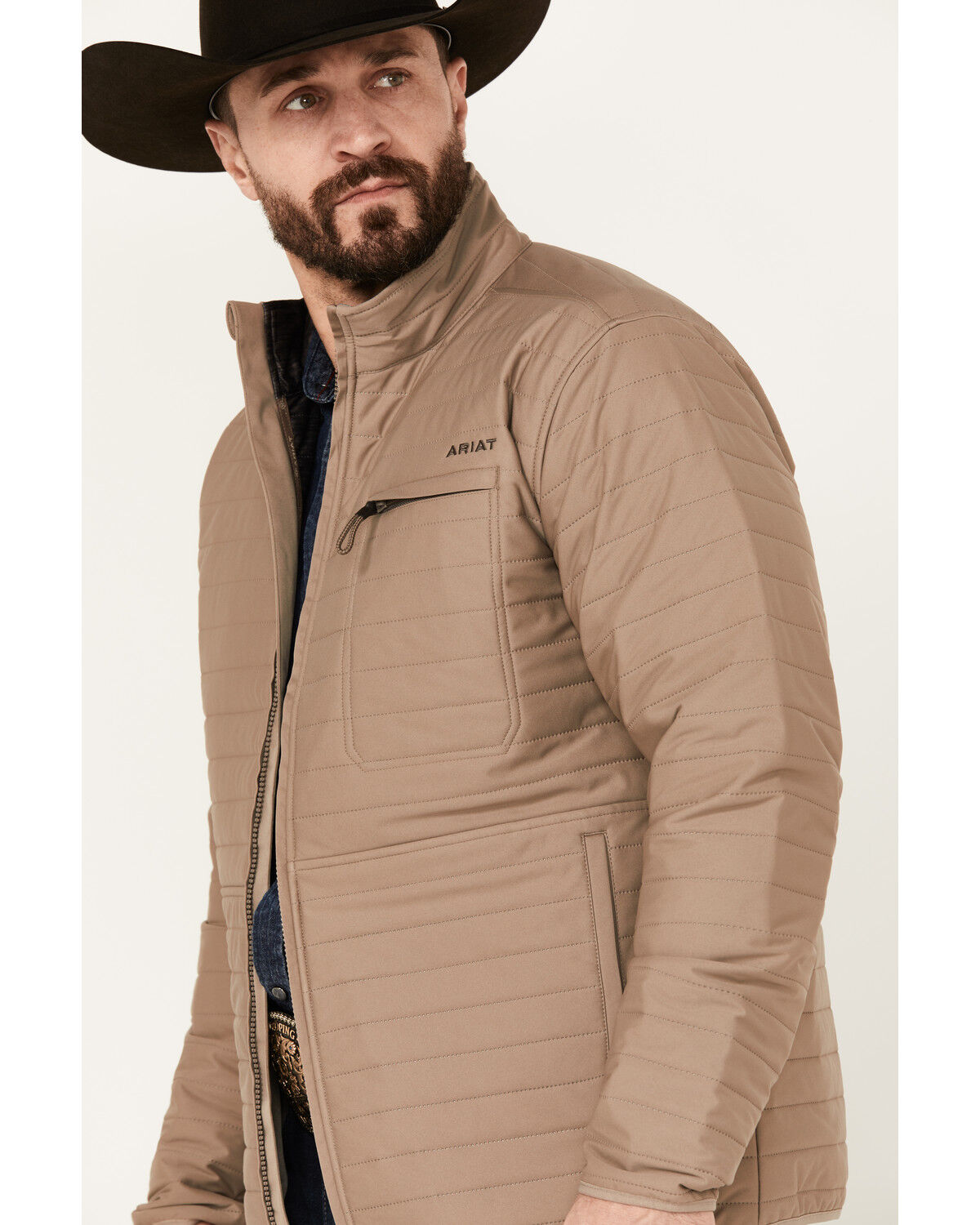 Image #2 - Ariat Men's Wylie Lightweight Zip-Up Puffer Jacket, Khaki, hi-res