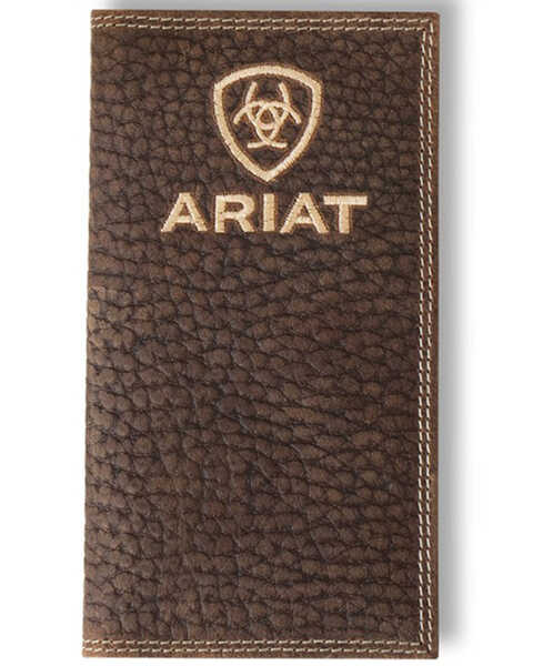 Ariat Men's Bull Hide Embroidered Rodeo Wallet , Brown, hi-res