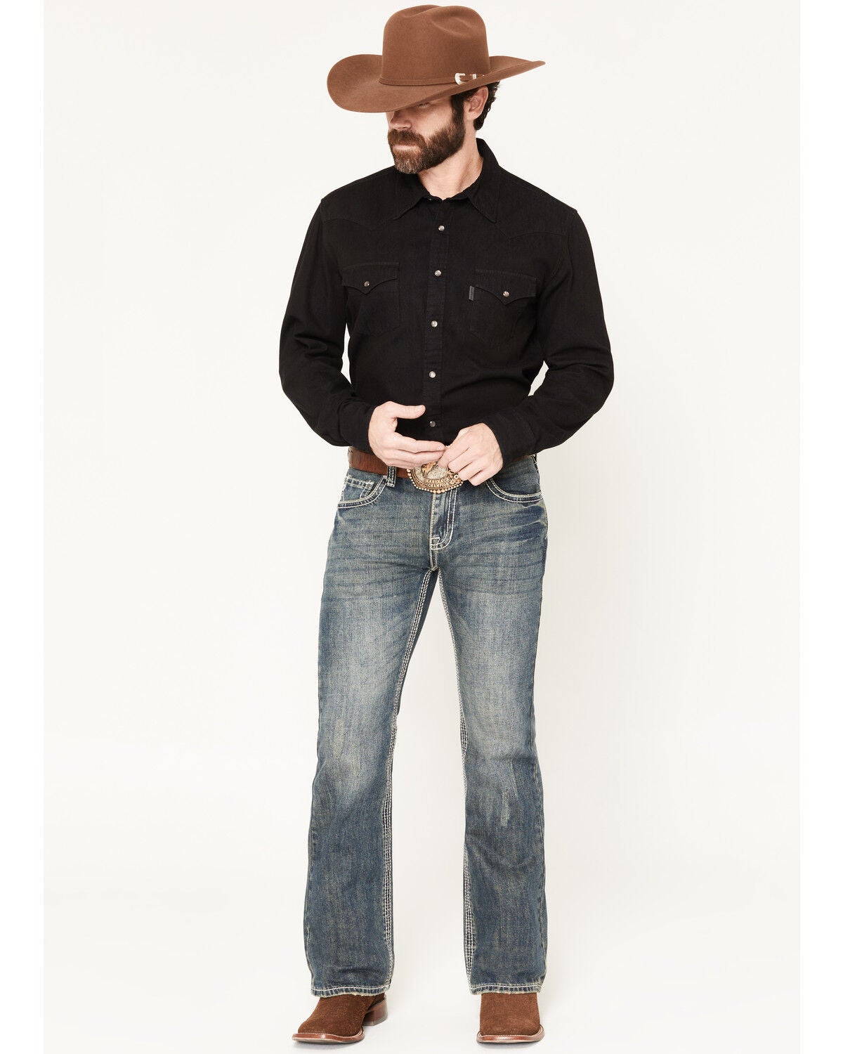 Image #1 - Rock & Roll Denim Men's Pistol Med Bootcut Jeans, Blue, hi-res