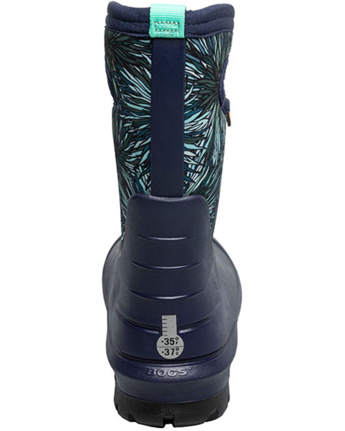 Image #5 - Bogs Girls' Neo Classic Firework Floral Print Waterproof Boots - Round Toe, Navy, hi-res