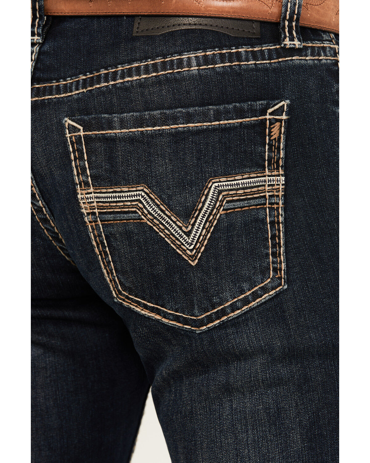 Image #4 - Rock & Roll Denim Men's Revolver Dark Wash Slim Straight Stretch Denim Jeans, Dark Wash, hi-res