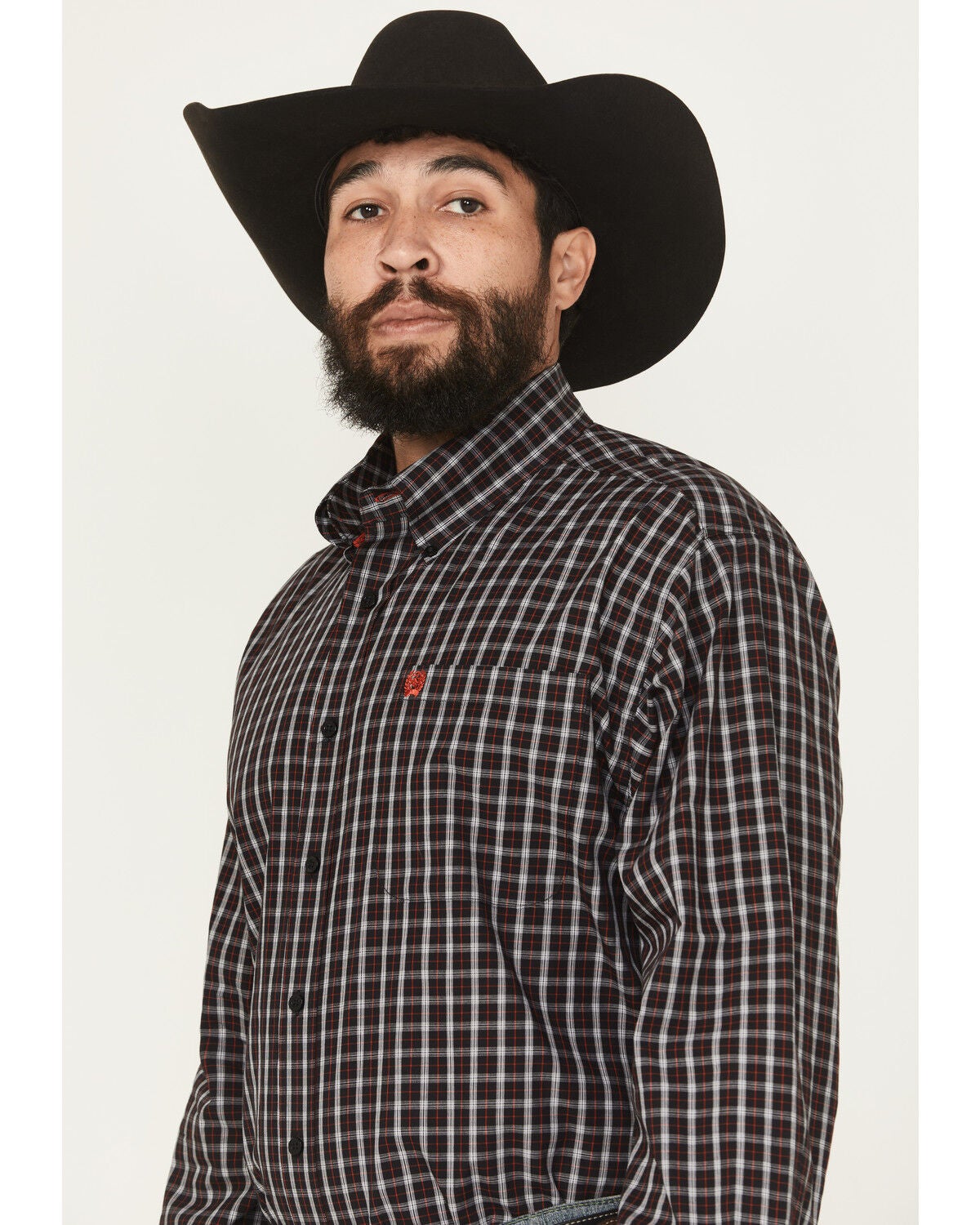 Image #2 - Cinch Men's Plaid Print Long Sleeve Button-Down Stretch Western Shirt, Black, hi-res