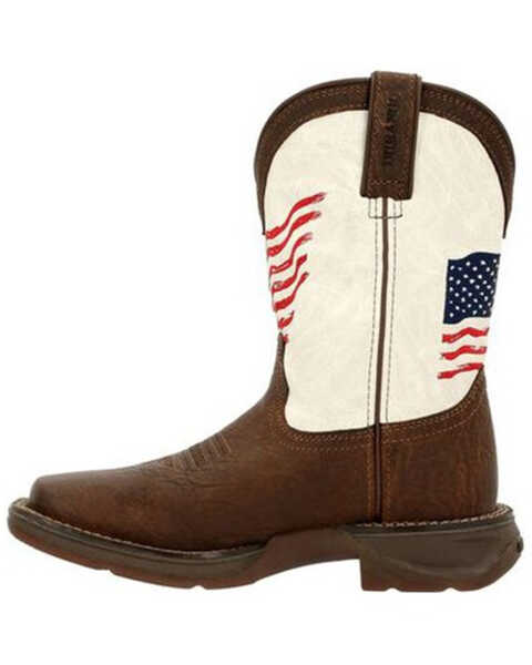 Image #3 - Durango Boys' Rebel Distressed Flag Western Boots - Square Toe, White, hi-res