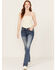 Image #3 - Miss Me Women's Dark Wash Braided Pocket Bootcut Stretch Denim Jeans , Dark Wash, hi-res