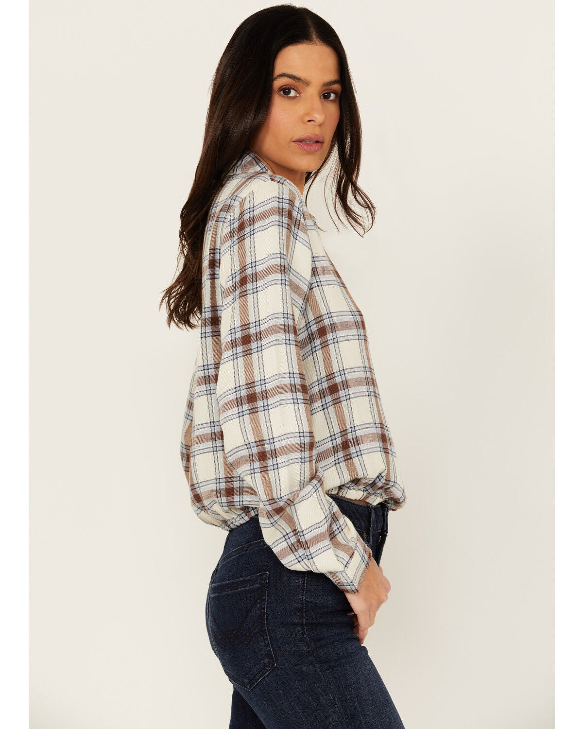 Image #2 - Cleo + Wolf Women's Amy Plaid Print Button-Up Cropped Long Sleeve Flannel Shirt, , hi-res