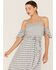 Image #2 - Band of the Free Women's Prism Geo Print Off Shoulder Smocked Wrap Midi Dress, Blue, hi-res