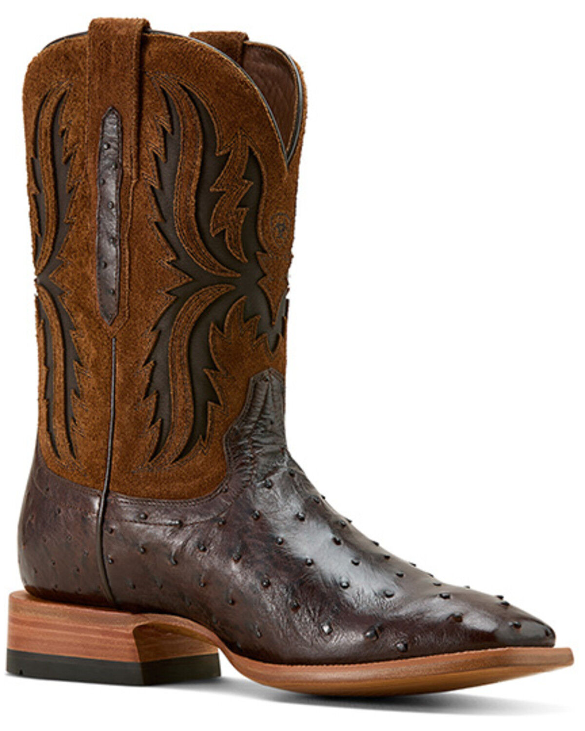 Image #1 - Ariat Men's Drifter Exotic Ostrich Western Boots - Broad Square Toe, Brown, hi-res