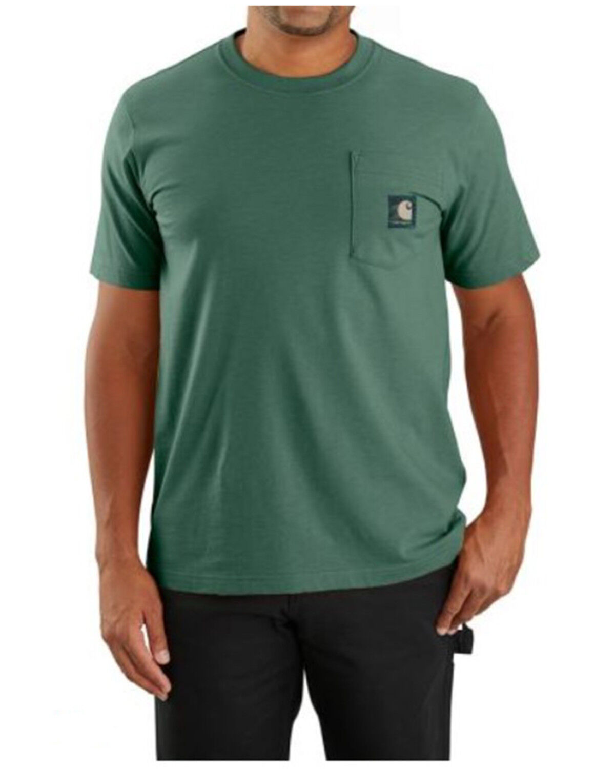 Image #1 - Carhartt Men's Relaxed Fit Lightweight Logo Short Sleeve Work T-Shirt, Heather Green, hi-res