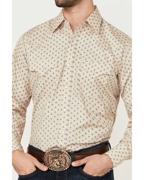 Image #3 - Ely Walker Men's Mini Southwestern Geo Print Long Sleeve Snap Western Shirt - Tall , Beige, hi-res