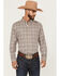 Image #1 - Cody James Men's Let's Mosey Plaid Print Long Sleeve Button-Down Stretch Western Shirt, Grey, hi-res