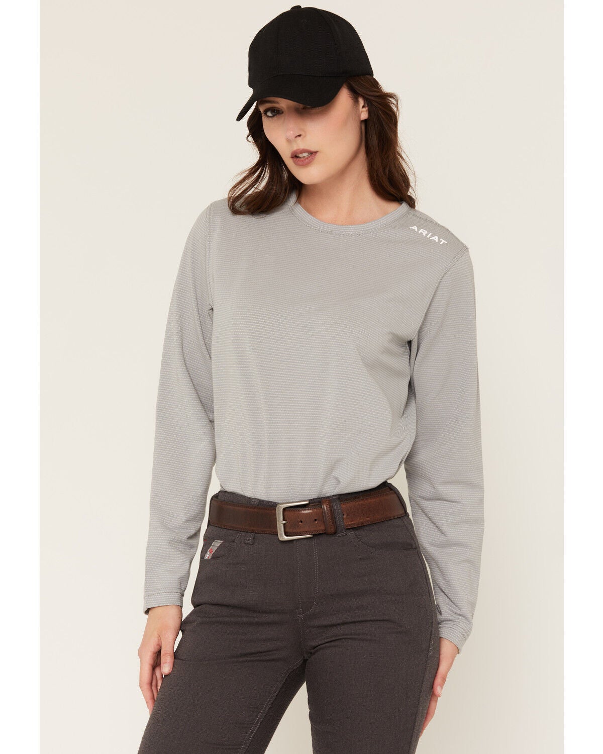 Ariat Women's FR Baselayer Long Sleeve Work Shirt, Silver, hi-res