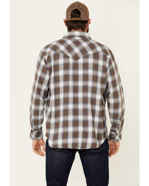 Image #4 - Resistol Men's Cedar Ombre Plaid Print Long Sleeve Snap Western Shirt , Brown, hi-res