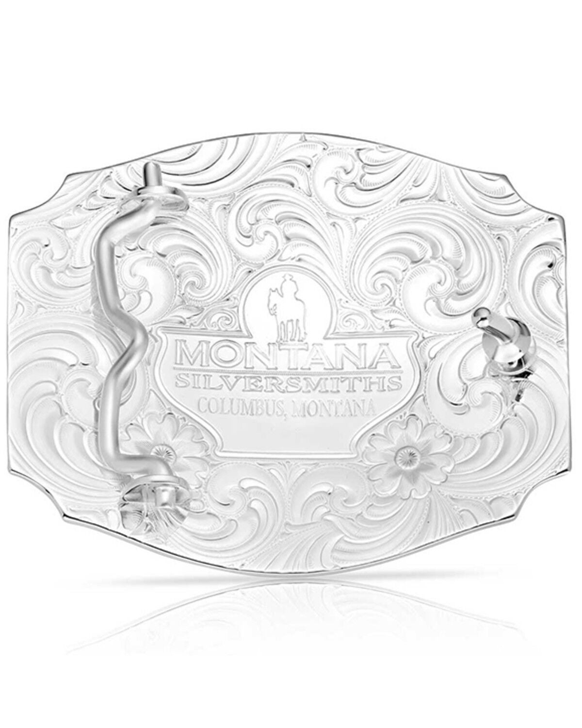 Image #2 - Montana Silversmiths Men's Two-Toned Cross Belt Buckle, Silver, hi-res
