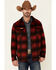 Image #1 - Powder River Outfitters Men's Red Ombre Plaid Wool Button-Front Shirt Jacket , Black/red, hi-res