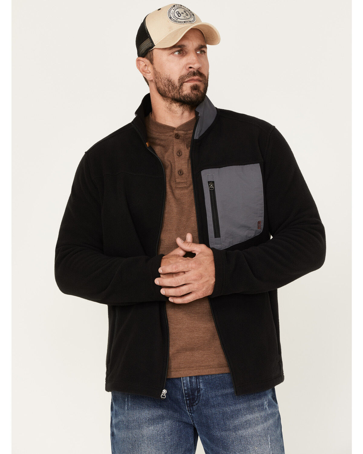 Image #1 - Brothers and Sons Men's Polar Fleece Zip Jacket, Black, hi-res