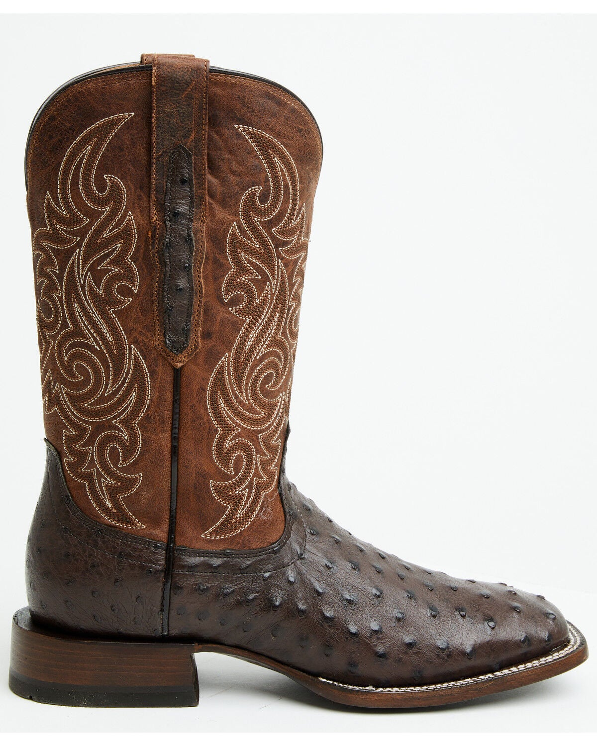 Image #2 - Ariat Men's Classic Cash Exotic Ostrich Western Boots - Broad Square Toe, Brown, hi-res