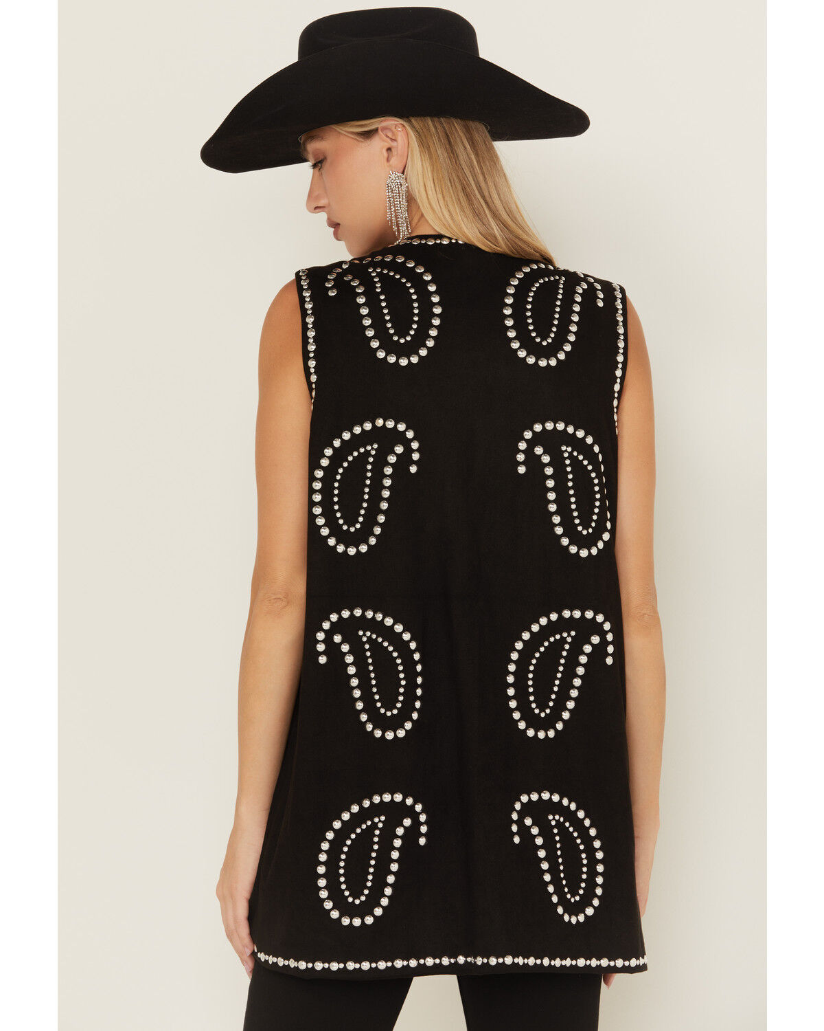 Image #4 - Fornia Women's Paisley Studded Longline Vest, Black, hi-res