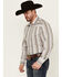 Image #2 - Roper Men's Striped Print Long Sleeve Snap Western Shirt, Grey, hi-res