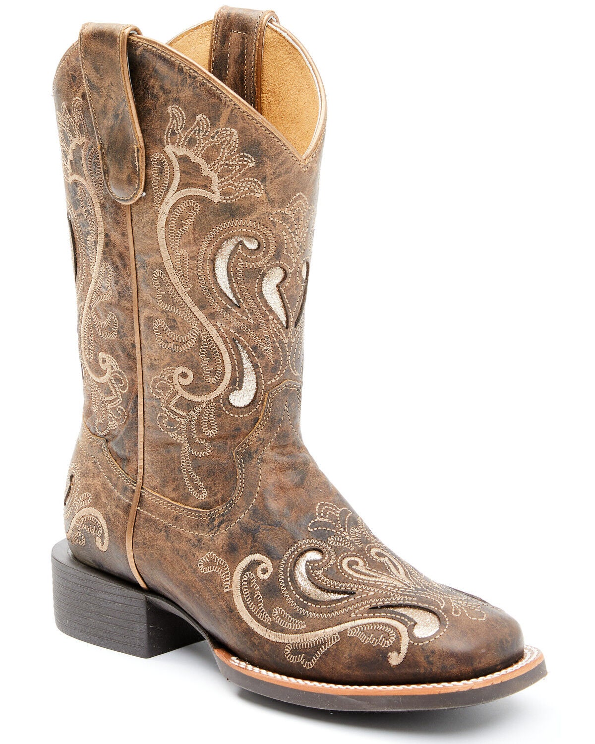 Image #1 - RANK 45&reg; Women's Melody Western Performance Boots - Broad Square Toe, Tan, hi-res