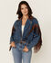 Image #1 - Rock & Roll Denim Women's Medium Wash Faux Suede Fringe Denim Jacket, Medium Wash, hi-res